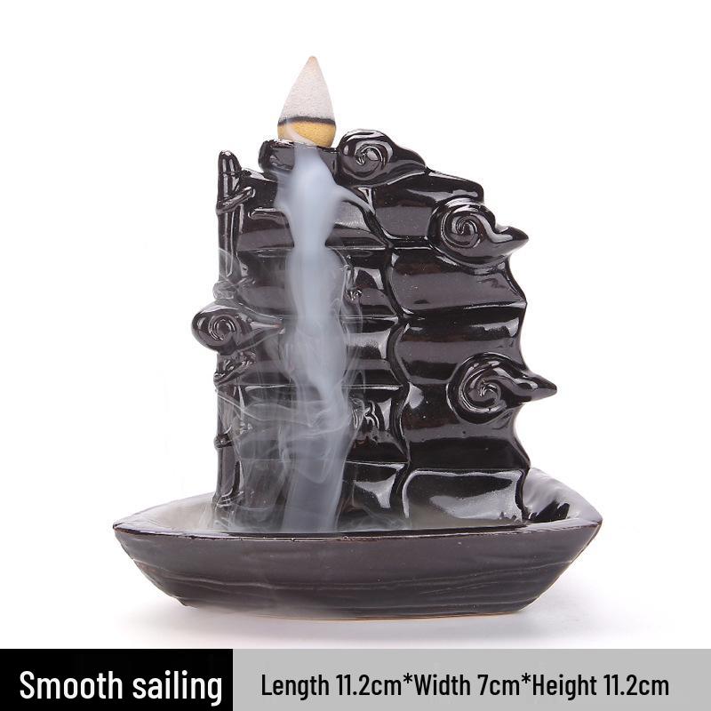 

Черная керамическая подставка для благовоний с обратным потоком - Креативное украшение для дома и офиса