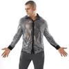 Moda Uomo Paillettes Scintillanti Camicie da Ballo per Feste Retro Disco Camicia da Nightclub Monopetto Abbigliamento da Performance