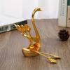 6Pcs Zinc Zinc Zinc Alloy Luxury Dessert Utensils with Swan Shaped Base Dessert Spoon  Kitchen