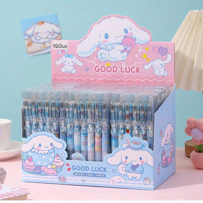 12Pcs Cinnamoroll Sanrio Neutral Pen Cartoon Gel Pen Stationery 0.5mm Black with Metal Hook Office Write Signature Pen