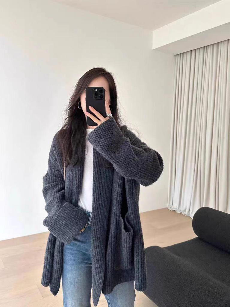 Cozy Women's Thick Knit Cardigan - Autumn/Winter Loose Slim Fit