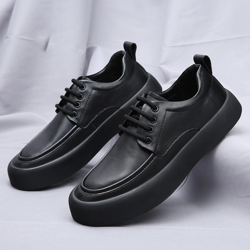 FashionFashion Casual Spring Autumn Cow Leather Shoes for Men New England Black Men's Dress Shoes Lace New Designer Loafers Male