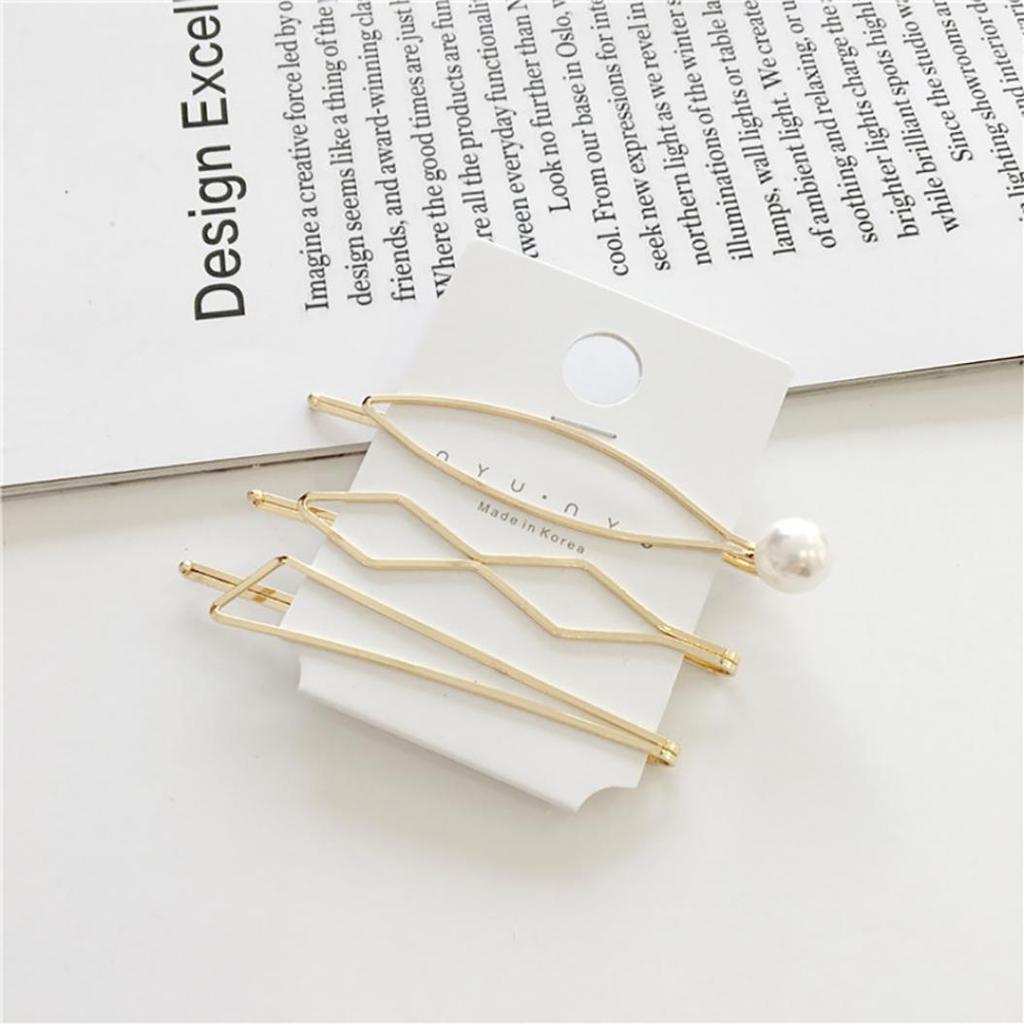 4Pcs/Set Sweet Faux Pearl Metal Barrette Women Hair Side Clip Hairpin Headwear