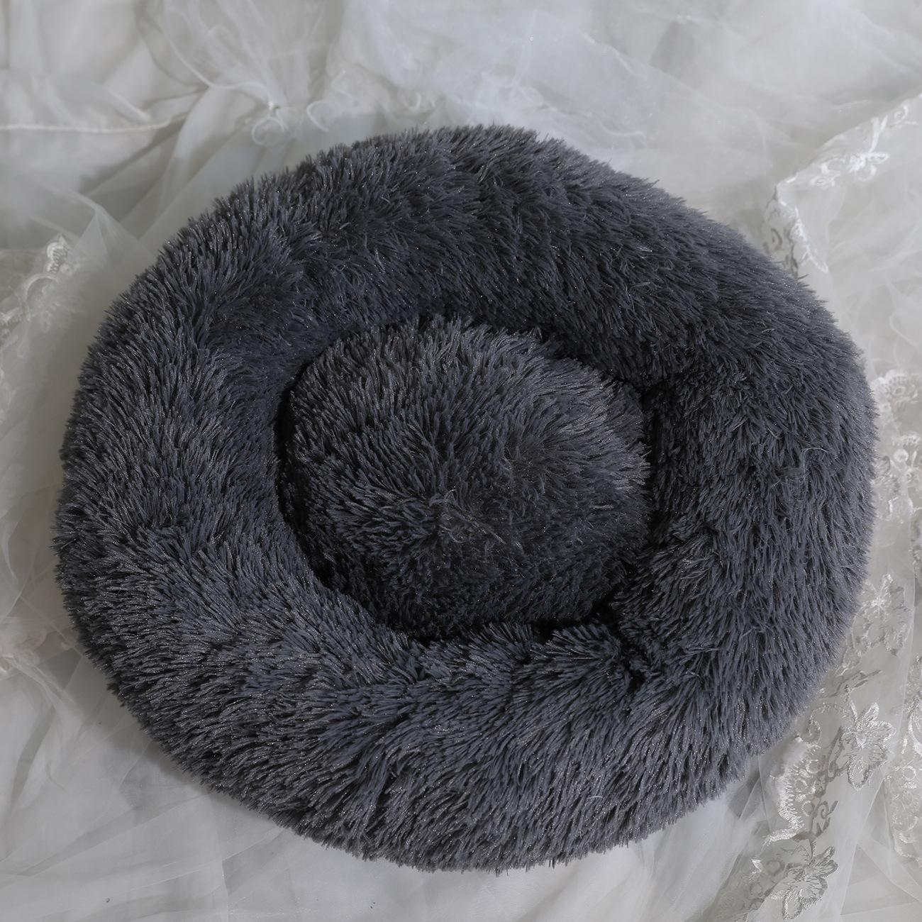 

Pet supplies dog kennel mat autumn and winter warm plush round pet kennel cotton kennel dog mats 50cm 0-5kg темно серый