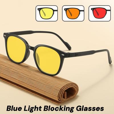 Retro Blaulichtfilterbrille mit orangefarbenen oder roten Gläsern für Handy, Computer, kompetitive Spiele, Augenschutz, Nachtsichtbrille