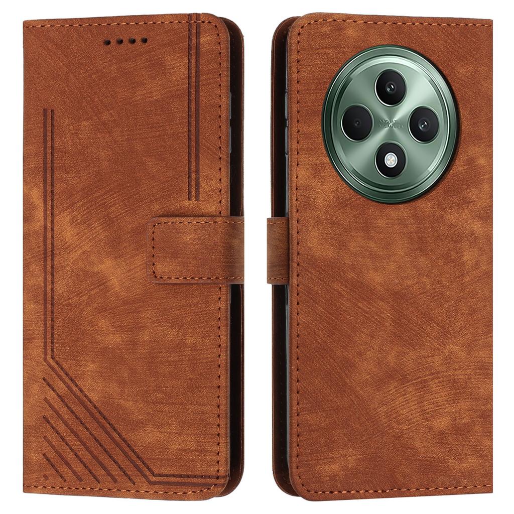 For Oppo Reno12 F 5G Case Shockproof Wallet PU Leather Flip Lines Phone Cover