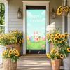 spring Easter backdrop playful pastel colors indoor rabbit design colorful bunny banner for decoration