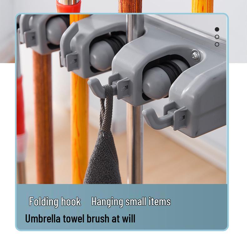 Movable Floor-Standing Stainless Steel Broom and Mop Holder