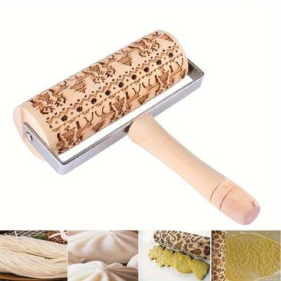 1PC Christmas Embossing Rolling Pin Printed Cookie Dough Stick Fondant Tool Baking Noodle Cake Dough Engraved Roller Pins