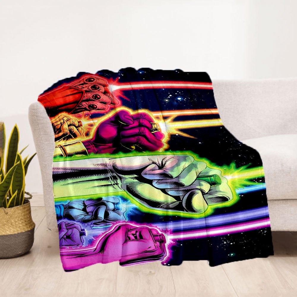 Neon Power Fist Gloves: Electrify Your Style!Blanket Flannel Throw Blanket for Sofa, Bed, Travel, Camping, Office, Couch, Chair