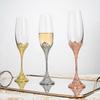 Original Flute-shaped Embossed Crown Champagne Glass, Golden Light Luxury Sparkling Wine Cup Ceremonial Sweet Cocktail Glasses