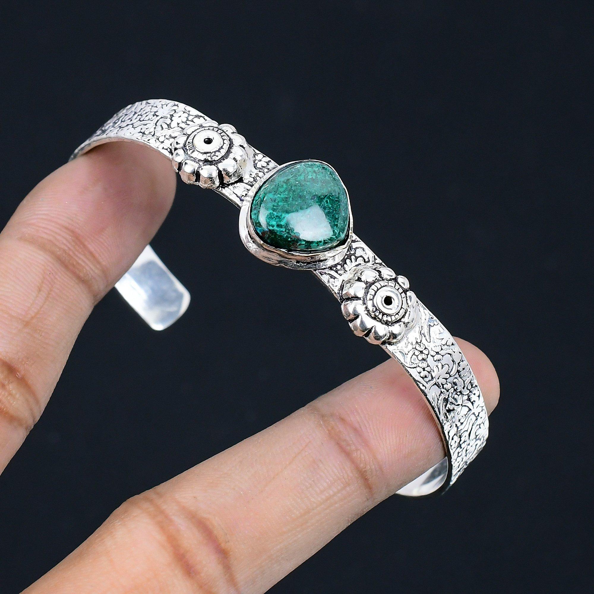 

Подарок для женщин Браслет регулируемый Серебро 925 пробы Натуральный камень малахит Adjustable