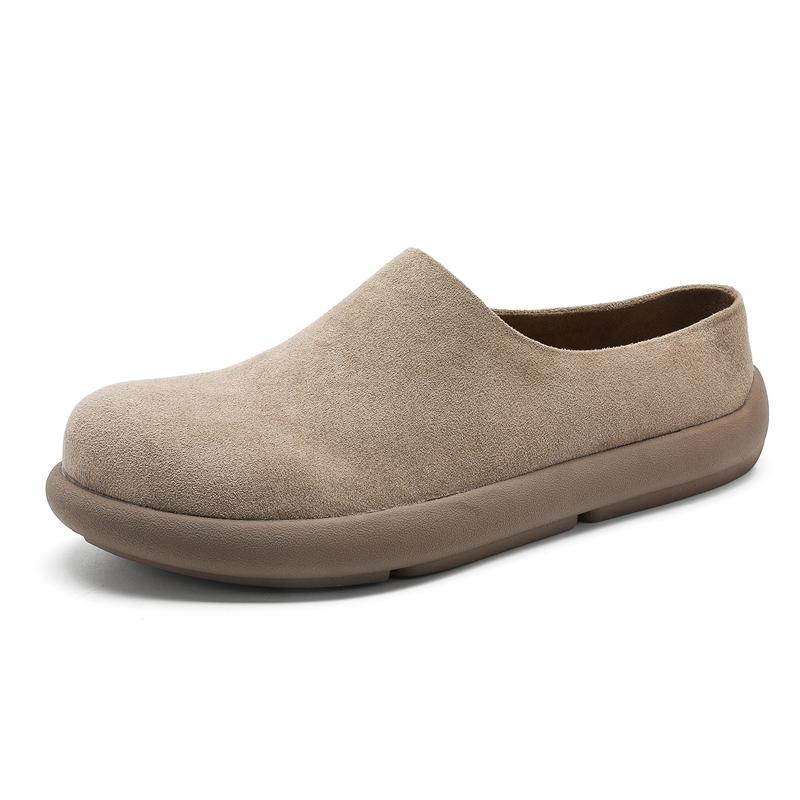 Fashion Fashion Slippers for Men Classic Suede Men Mules Shoes Leather Potato Shoes Handmade Beach Slides Leisure Walk Male Lazy Flats