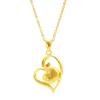 Japanese & Korean Style Heart Necklace: Sand Gold-Plated Copper with Apple Design for Women