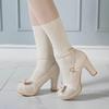 Sweet Bowknot Women's Shoes Comfort Buckle Thick High Heels Round Toe Girls Lolita Mary Jane Shoes Woman Party Wedding Shoe34-43