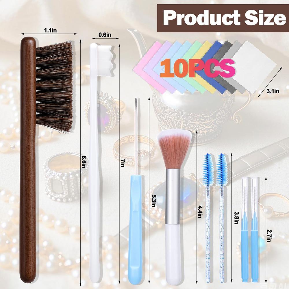 

NEW Gentle Cleaning Jewelry Cleaning Kit Soft Bristles Non-Scratch Cleaning Polishing Cloth Jewelry Cleaner Ring Cleaning білий