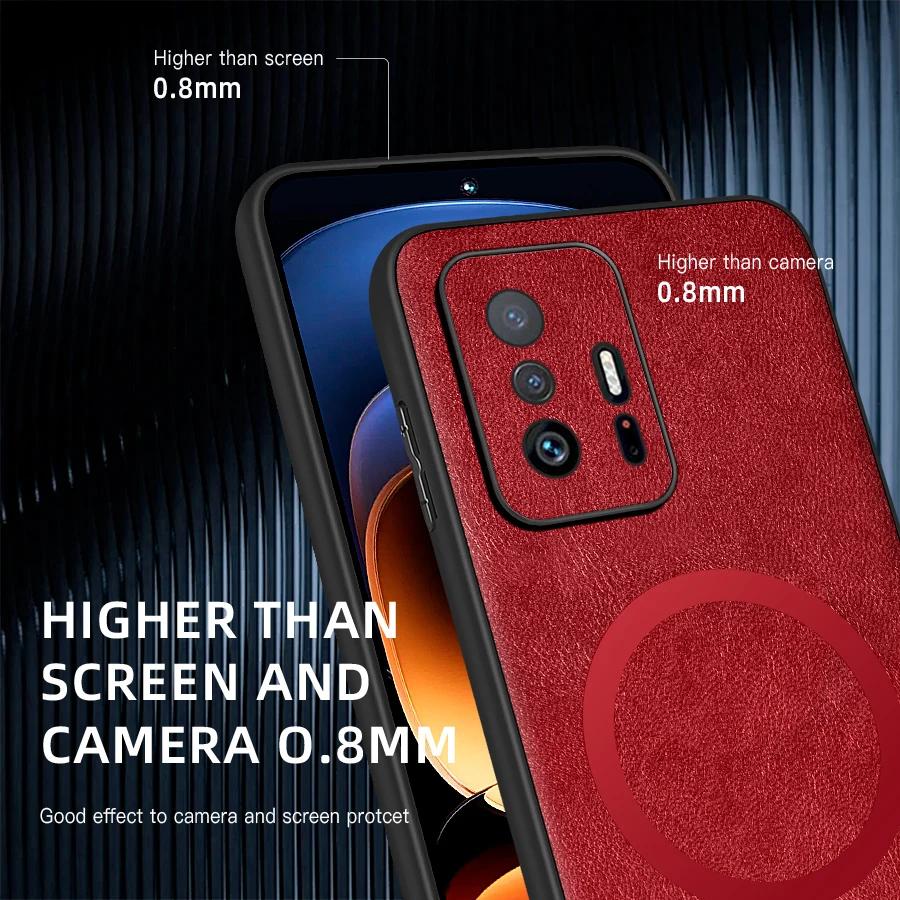 For Xiaomi 11T 11T Pro PU Leather Magnetic Ring Soft Edge Anti-Drop Anti-Fingerprint Phone Case