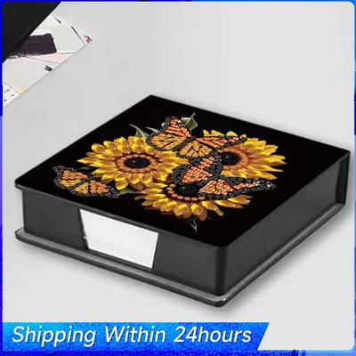 5D DIY PU Diamond Art Sticky Note Holder with 160 Sheets Paper Gem Art Sticky Note Case for Living Room Home Office Decoration