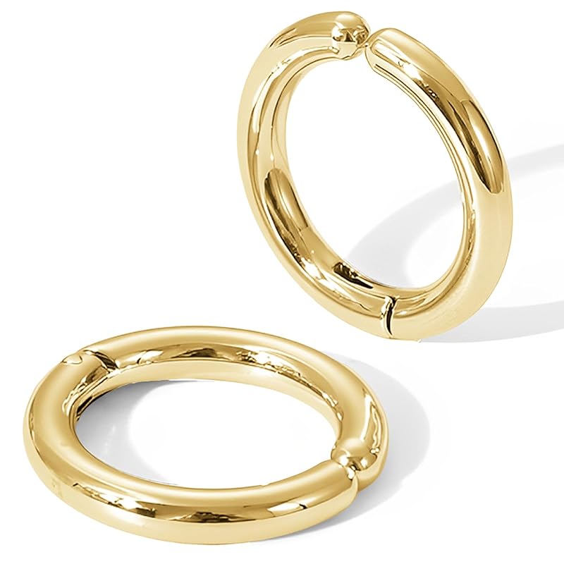 

[swars] earrings men s fake earrings non-piercing earrings ear cuff for both ears stainless (gold, 14mm)