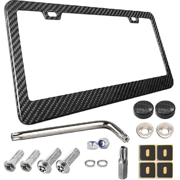 BGGTMO Front License Plate Mounting Kit- License Plate Bracket Holder Frame- Universal Bumper Car Tag Frame Mount Adapter With Stainless Steel Screw