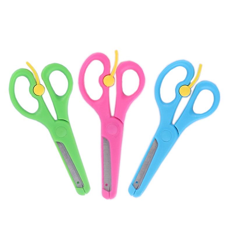 Safe Child-Friendly Round-Edge Elastic Scissors for Students