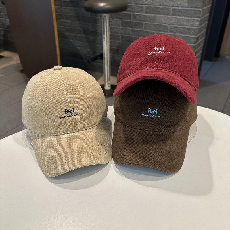 Han Style Alphabet Embroidered Cotton Baseball Cap With Sun Protection For Casual Wear