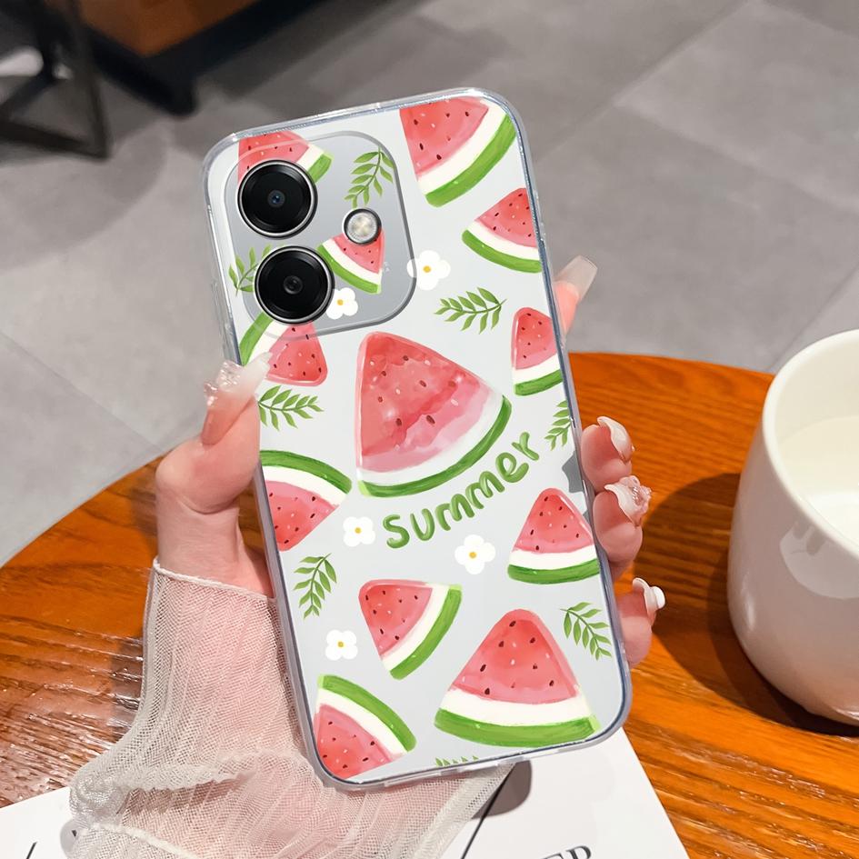 For Oppo A3x K12x Realme 13 Pro Narzo N63 13pro Pro+ Back Cover Clear TPU Silicone Super Shockproof Camera Protection Fruit Pattern Phone Case Housing