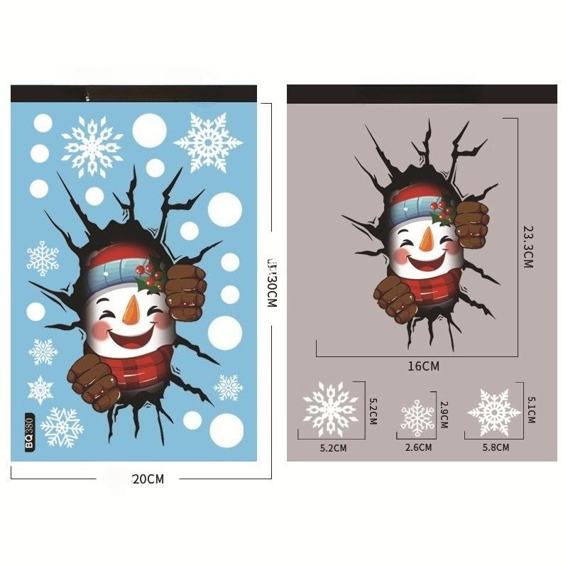 Christmas Snowflake Elk Snowman Glass Sticker Noel Ornaments Xmas Wall Stickers Merry Christma Decor Happy New Year Sticker