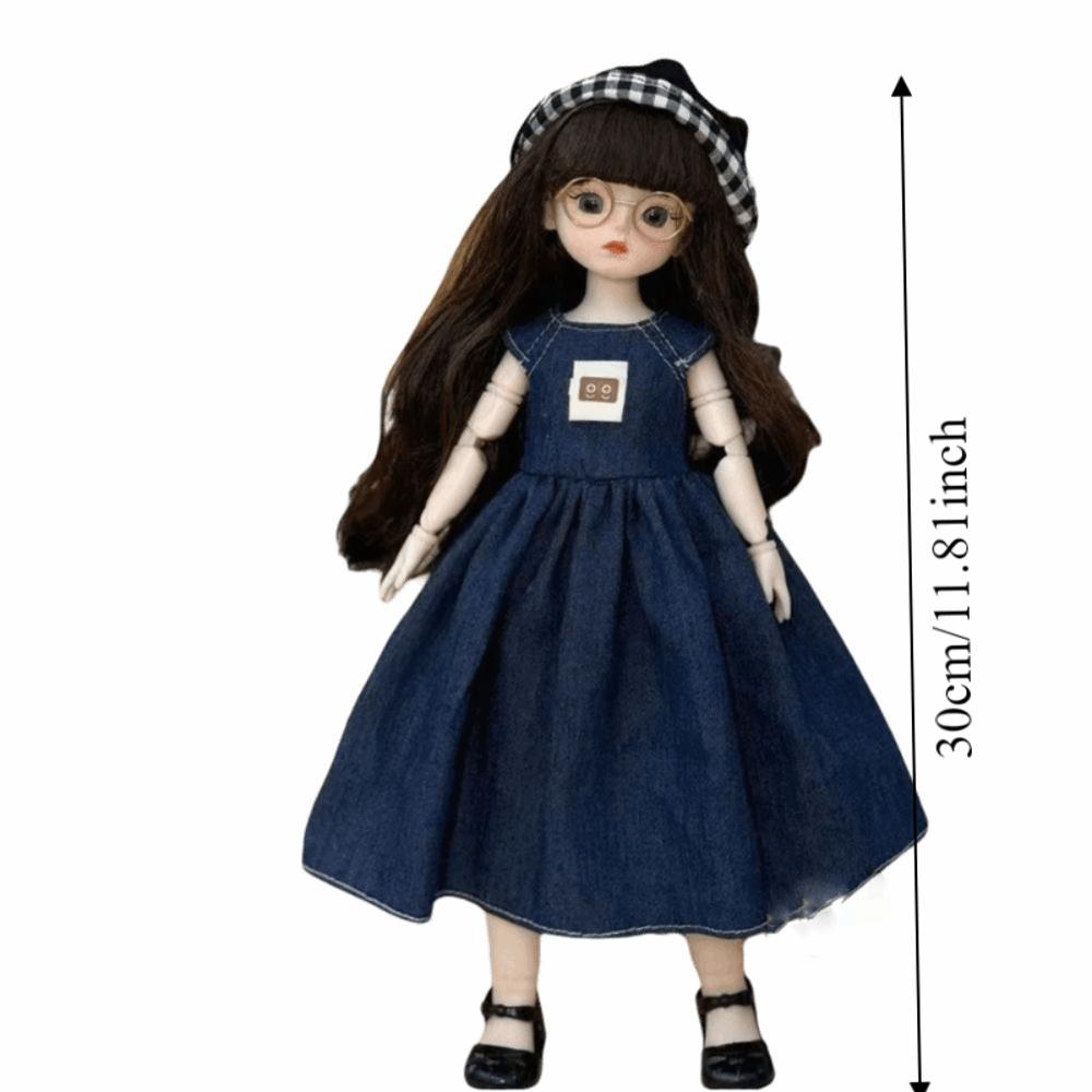 1 Set Long Hair 30cm Bjd Doll with Clothes Attractive Eyes Princess Makeup Ball Joint Doll Toddler