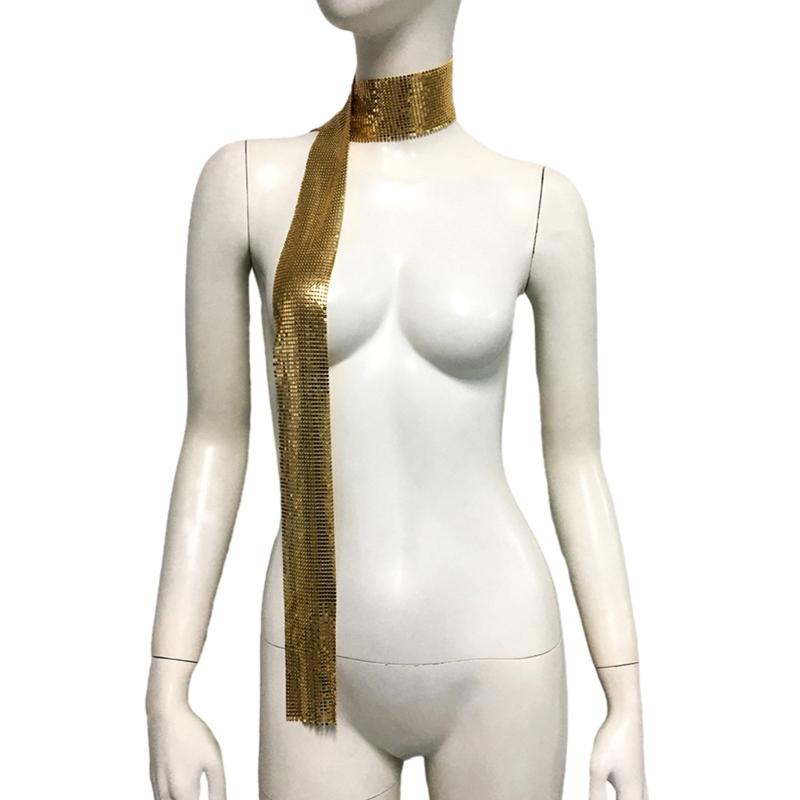 Metal Long Chocker Full Sequins Flickering Nightclub Lady Bridal Wear