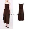 Summer New Arrival Women's Clothing Seaside Vacation Style Brown Patchwork Bandeau Slim-Fit Ruched Dress 87039213