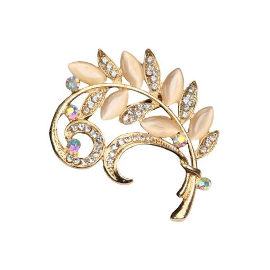 Brosche Retro-Stil Rundes Florales Design Reversnadel mit gefälschtem Opal eingelegt Pullover Kragen Hüte Taschen Mäntel Schals Abzeichen Outfit-Accessoire