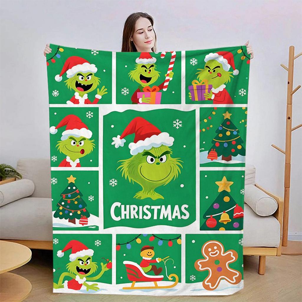 Flannel Blanket Digital Print For Midday Rest Blanket, Christmas Cartoon Air-conditioned Blanket.