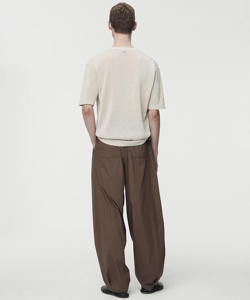 UMARMUNG Lightweight Cotton Oval Silhouette Pants_Chocolate