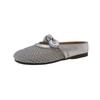 Cool summer niche woven mesh breathable flat bottom bag head half slippers women's 2025 new one-pedal slippers
