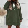 Women's Fashion Hooded Pocket Split,Hem Fleece,Lined Long,Sleeve Pullover Sweatshirt