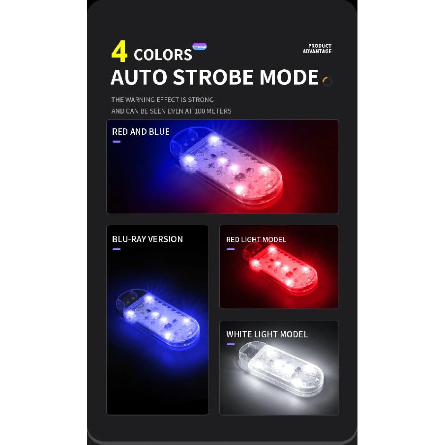 1/2PCS Car RGB LED Door Strobe Warning Signal Lights USB Magnetic Welcome Light Safe Anti-collision Emergency Lamp