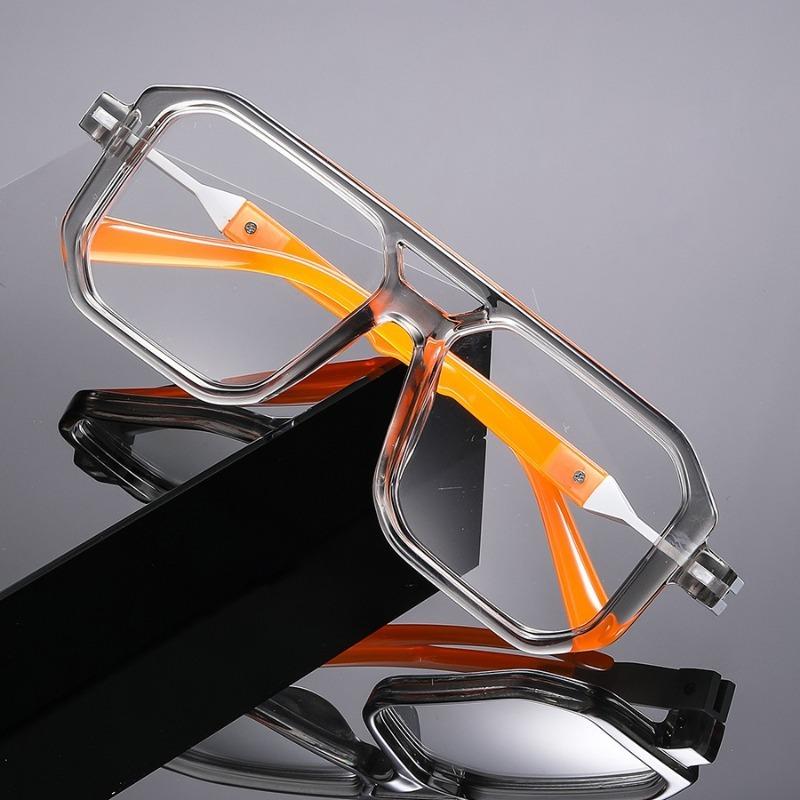 3pcs Men's Glasses,Square Frame with Double Bridges,Simple,Vintage,Literary, Fashionable,Trendy,Polygonal,Suitable for Daily Decorative Wear