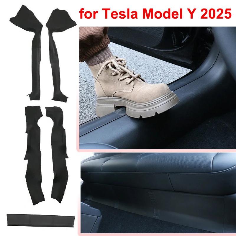 For Tesla Model Y Juniper 2025 Full Protection Accessories Front Seat Rail Guard Sticker Rear Door Sill Protector Anti-kick Pad