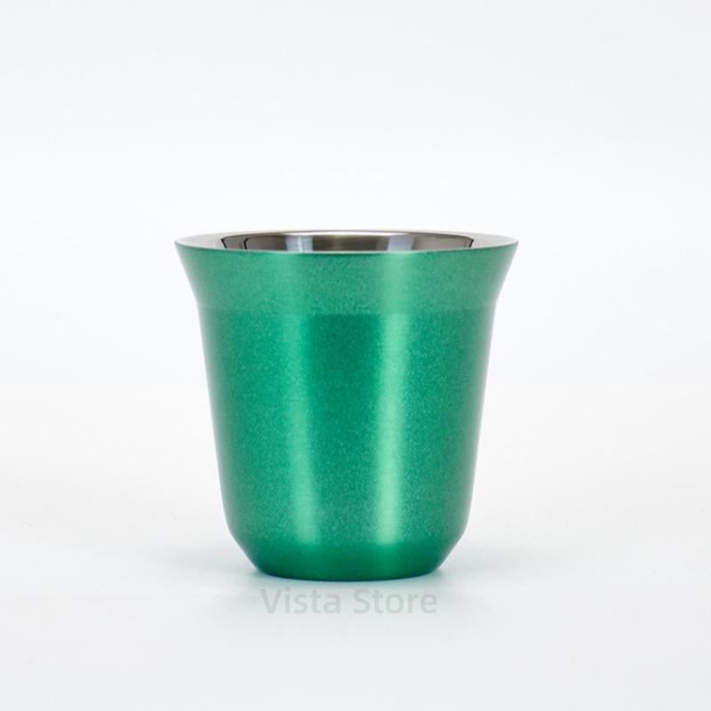 Nerezové šálky na espresso Dvoustěnné izolované šálky Demitasse šálky Šálek na kávu pro pití kávy, Dárek pro něj Termohrnek