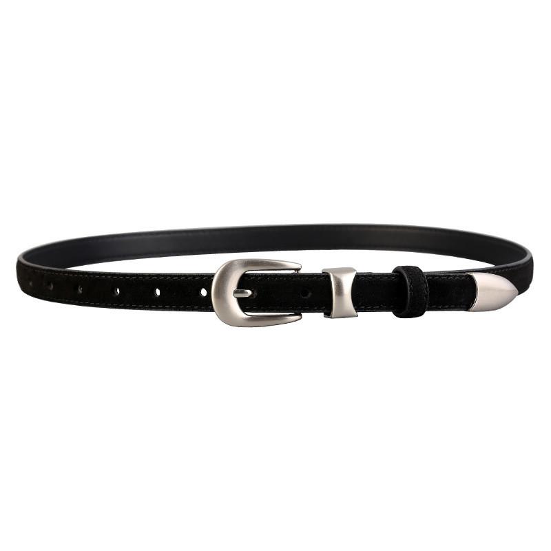 Minimalist Leather Belt For Women With Alloy Buckle For Casual And Office Wear