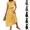 Women Two Piece Set Short Sleeve Crop Top and Casual A-Line Maxi Skirt Lightweight Comfortable Summer Outfit