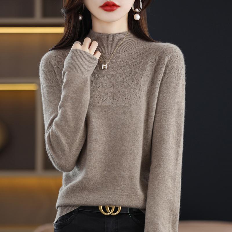 Women's Half Turtleneck Sweater, Qinghe Cashmere, 30% Cashmere 70% Wool, Winter Knitted Pullover Autumn Sweater Cashmere Sweater