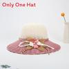 Straw Hat Women Summer Sunshade Wide Brim With Flower Pattern For Beach Vacation