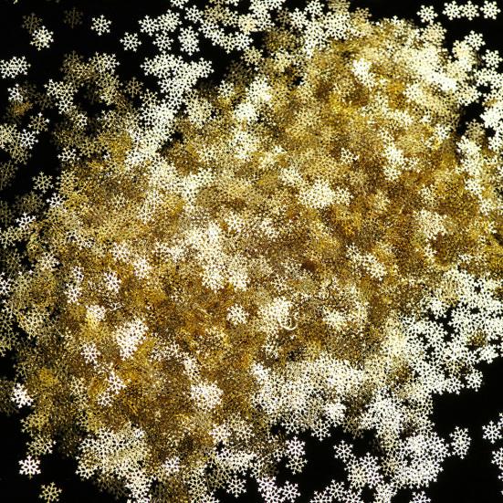 90Pcs/Set Nail Flake Snowflake Effect Non-Fading ABS Gold Color Art Decoration Mixed DIY