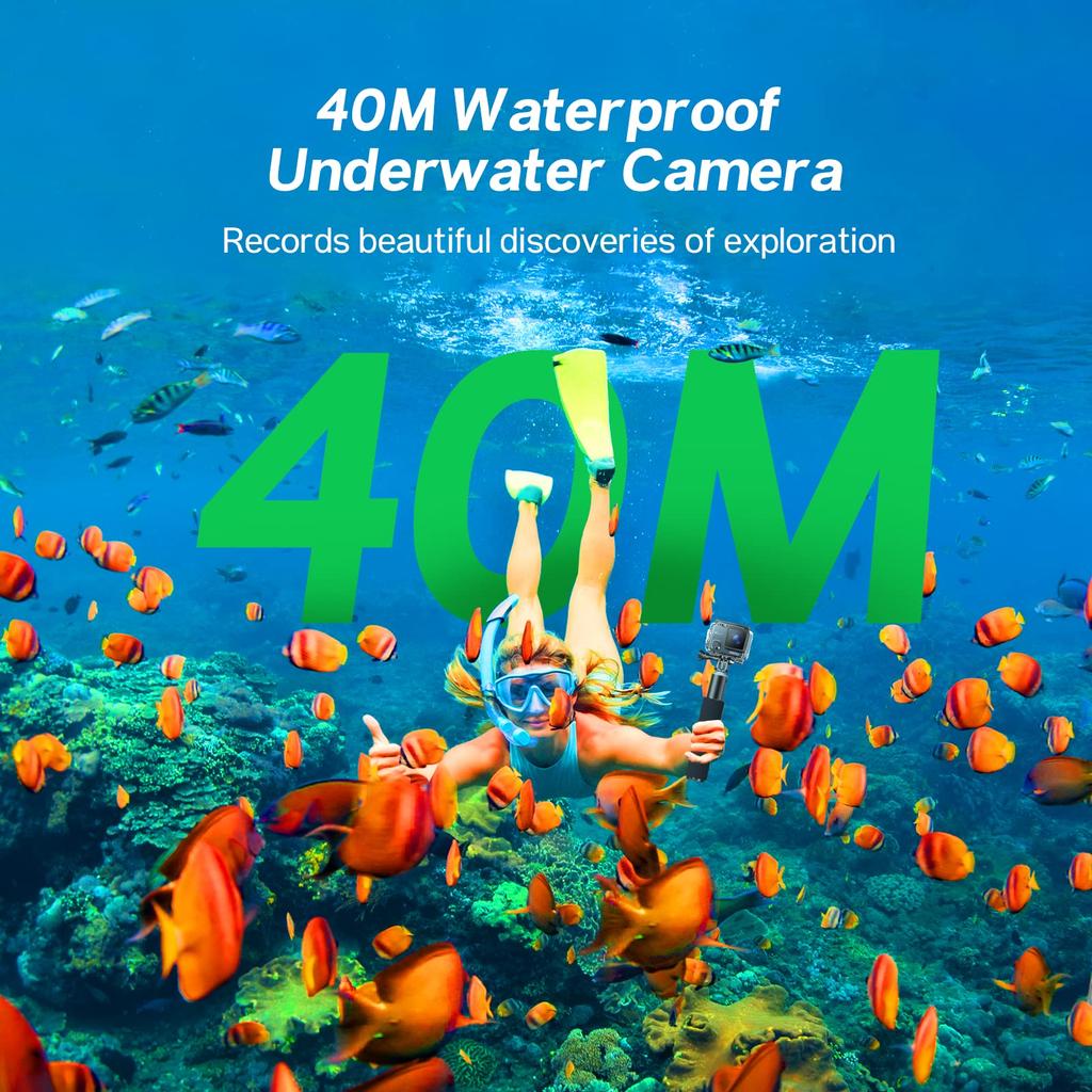 Surfola SF230 Action 4K EIS Image Dual Color Underwater with Fisheye Two and Extensive Accessories Camera, 30fps, 20MP, Stabilization, Screen, Sports,