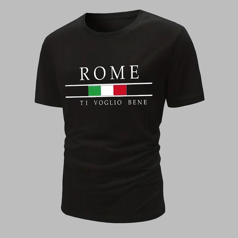 

Новая летняя мужская модная футболка с принтом Personality Rome, мужская футболка, топ XS чёрный