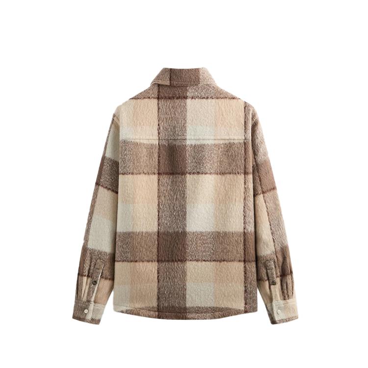 Kith Brushed Plaid Sheridan Shirt Jacket Canvas Men Outerwear Tan KHM011021-210