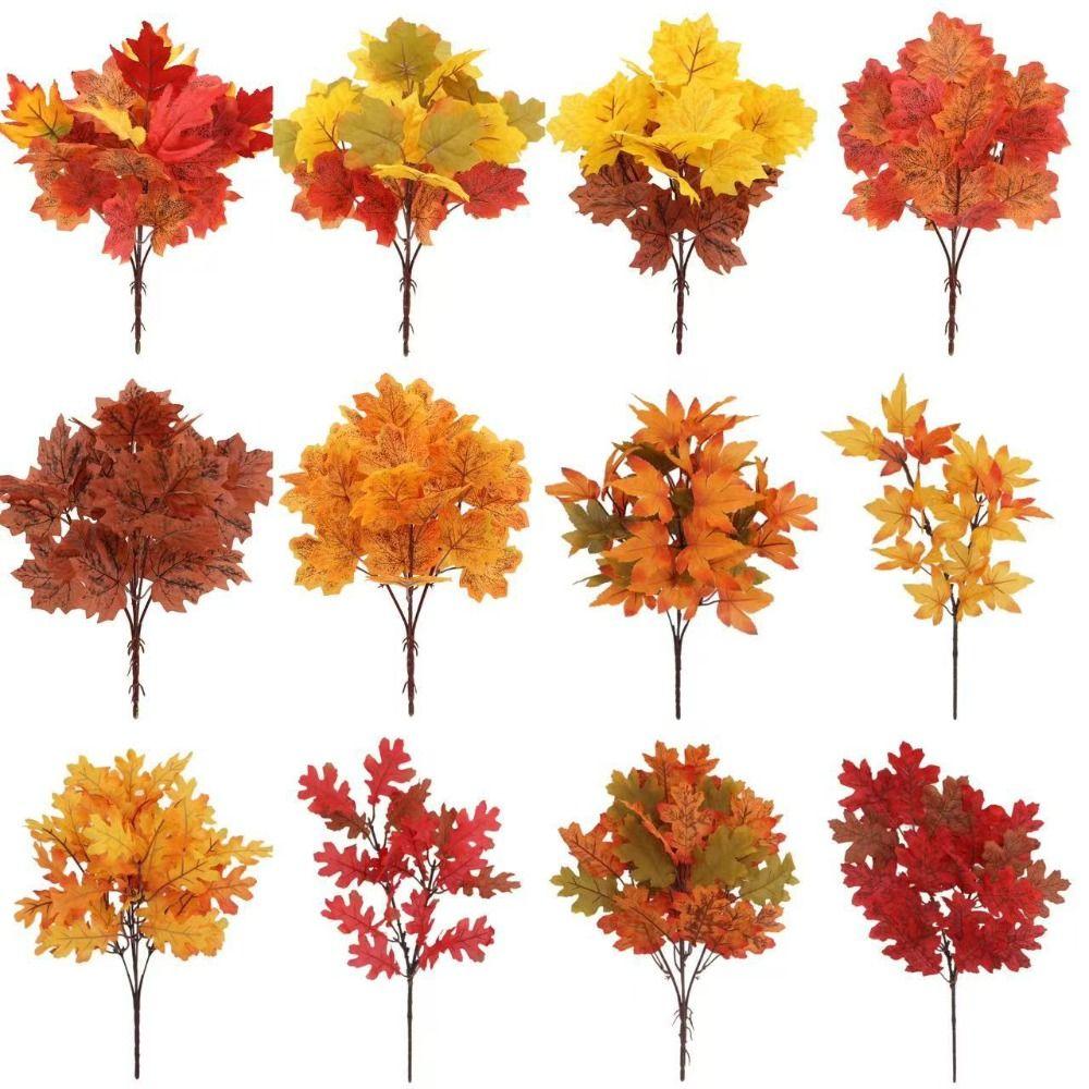 2PCS Fabric Artificial Maple Leaf Maple Leaf Shape Maple Leaf Bouquet Home Decor