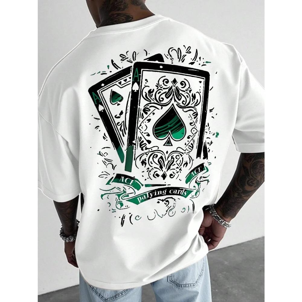 Summer Style Men's T-shirt Street Casual Fashion Comfortable Soft Breathable O-neck Short Sleeve 3D Playing Cards Print Pullover